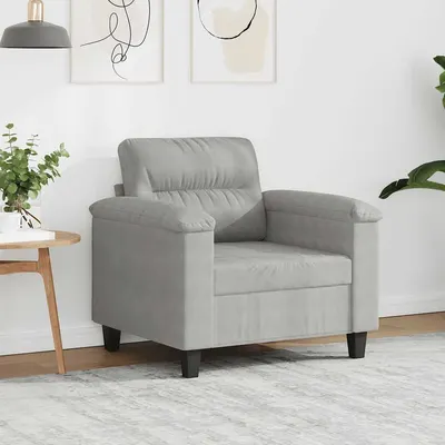 vidaXL Fotoliu canapea, gri deschis, 60 cm, textil microfibră