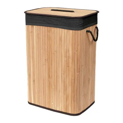 Coș de rufe negru/în culoare naturală din bambus 78 l Bamboo – Compactor