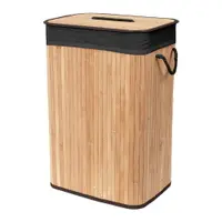 Coș de rufe negru/în culoare naturală din bambus 78 l Bamboo – Compactor