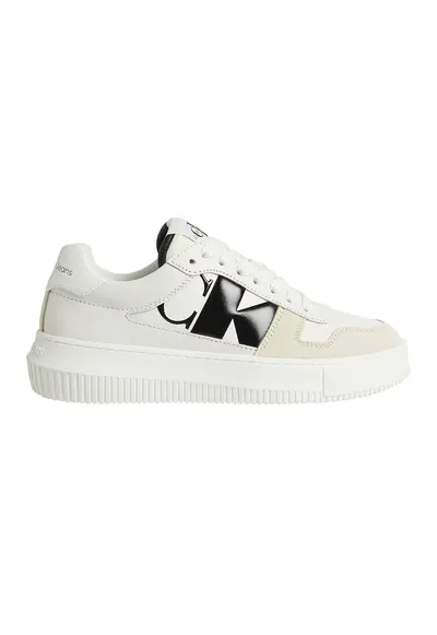 Pantofi sport de piele cu garnituri de piele intoarsa - Alb/Bej deschis