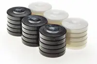 Puluri de table Manopoulos - Din acril cu efect sidefat, negre/albe (36 mm)