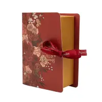 Cutie carte cu fundă satinată și design floral - roșu (set 50 buc) - Default Title