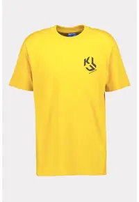 Tricou din amestec de bumbac organic cu model monograma - Galben miere