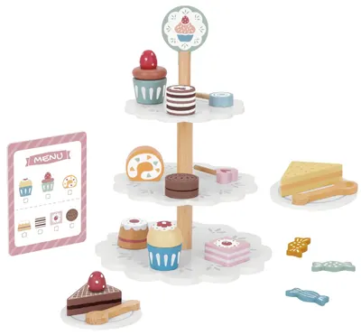 Jucărie pentru copii Tooky Toy - Suport din lemn pentru deserturi