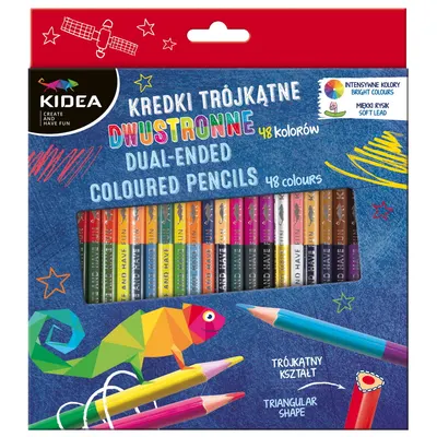 Creioane colorate Kidea - 24 buc, 48 culori, cu doua varfuri