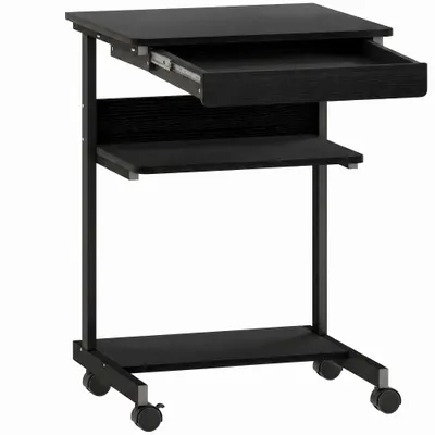 HOMCOM Birou PC cu Sertar Glisant și 2 Rafturi Deschise Negru | Aosom Romania