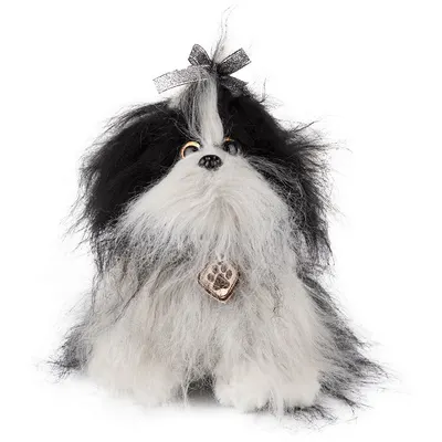 Jucărie de pluș Amek Toys - Yorkie Dog, negru, 20 cm