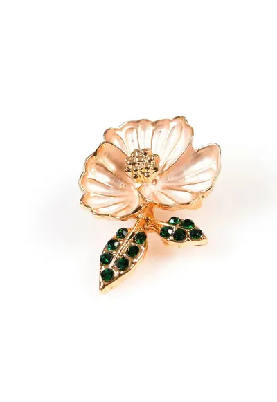 Brosa martisor floare aurie cu petale sidefate