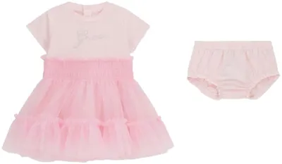 Set din 2 piese Guess - Rochie cu voal și chiloți, roz, 12 luni