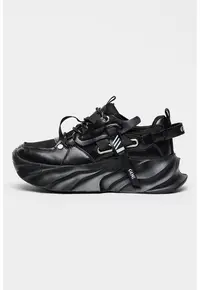 Pantofi sport flatform cu sireturi - Negru