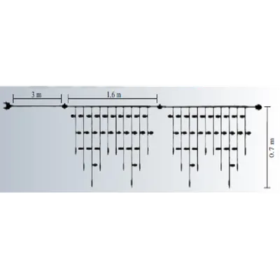 Ghirlanda ext. 64 LED+FLASH Albastre cu Cablu Alb 1.6x0.7m + 3m