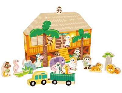 Set de joaca Classic World - Animale salbatice, cu casuta