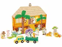 Set de joaca Classic World - Animale salbatice, cu casuta