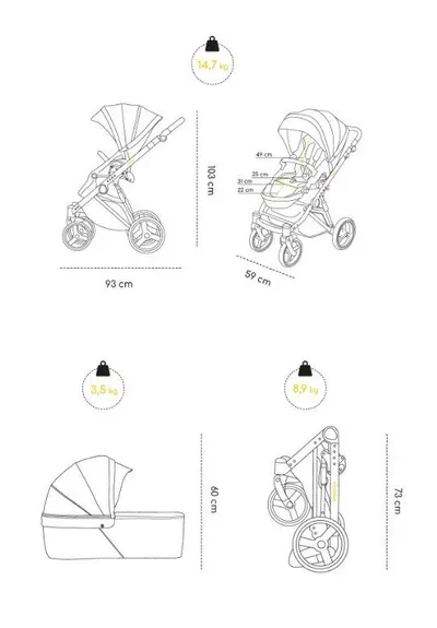 Carucior 2 in 1 Oslo+ Onyx Skiddou Negru