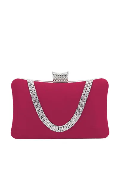Geanta clutch negru din catifea - Rosu - 19x12x6