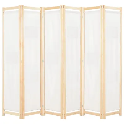vidaXL Paravan cameră, 6 panouri, crem, 240x170 x4 cm, material textil