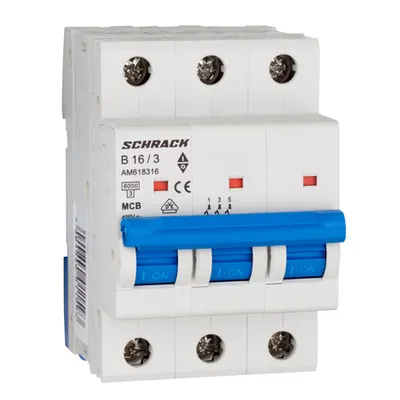Intreruptor automat modular (MCB) AMPARO 6kA, B 16A, 3-poli