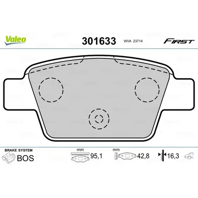 Set placute frana, frana disc VALEO 301633