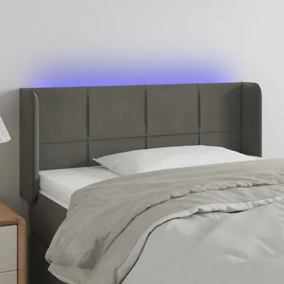 vidaXL Tăblie de pat cu LED, gri închis, 83x16x78/88 cm, catifea