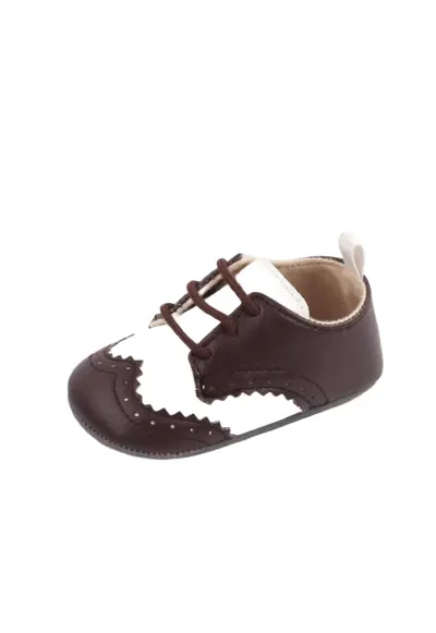 Pantofi Eleganti - Piele ecologica - Baieti - Alb/Maro