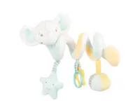 Jucarie spirala orizontala din plus Kikkaboo Elephant Time pentru caruciorscaun autopatut cu fosnaitoare,inele dentitie,Recomandat de la nastere,Dimensiune 25cm