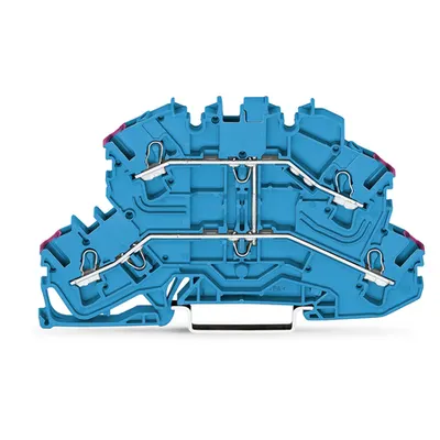 Double-deck terminal block; 4-conductor through terminal block; same profile as double-deck disconnect terminal block; N; without marker carrier; suitable for Ex i applications; internal commoning; conductor entry with violet marking; for DIN-rail 35 x 1