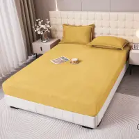 Cearsaf cu Elastic Cocolino 160x200x25 cm – Set cu 2 Fete de Perna, Model UNI, Gros si Pufos, Calitate Premium pentru Confort si Eleganta, Mustar