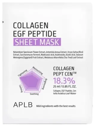 APLB Mască facială pe foaie Collagen EGF Peptide, 25 ml