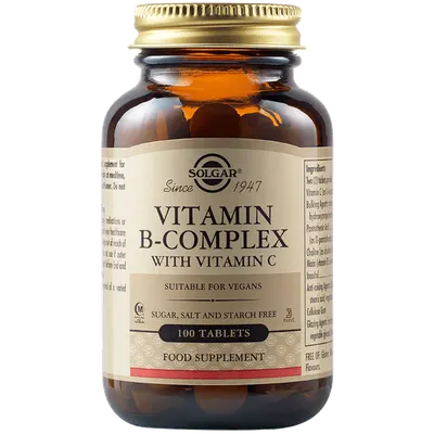 Complex Vitamina B cu Vitamina C, 100 tablete, Solgar