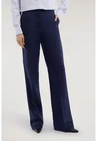 Pantaloni chino din amestec de in - Bleumarin