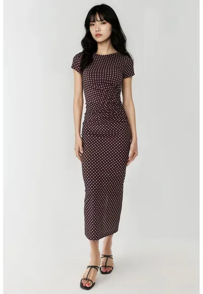 Rochie maxi - mulata cu imprimeu - maro inchis - textil
