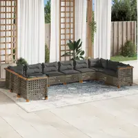 Gossi set mobilier de gradina cu perne, 10 piese, gri, poliratan