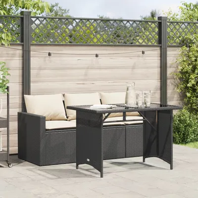 Gossi set mobilier de gradina cu perne, 2 piese, negru, poliratan