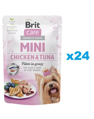 BRIT Care Mini Pouch plic hrana umeda 24 x 85g pentru caini de rase mici, cu pui si ton