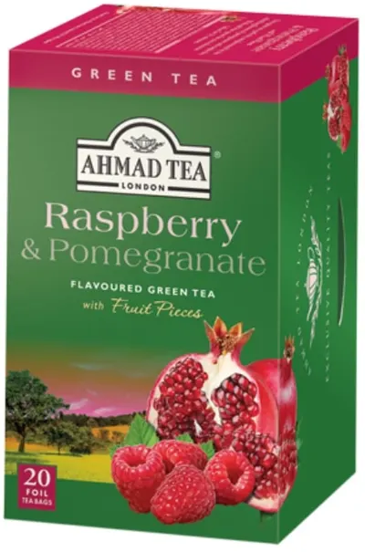 Ceai verde Raspberry & Pomegranate, 20 pliculețe, Ahmad Tea