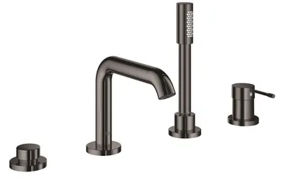 Baterie cada Grohe Essence 19578A01, 1/2 inch, montare pe cada, monocomanda, diverter, cartus ceramic, 1 pulverizare, furtun 2 m, lucios, Hard Graphite