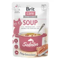 BRIT Care Soup, Somon, plic hrană umedă fără cereale pisici, apetit capricios, (topping), 75g