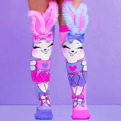 Șosete lungi colorate Madmia Ballerina Bunny pentru fete 3-5 ani
