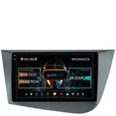 Navigatie 2K Seat Leon (2005-2012), Android, S-Quadcore 4GB RAM + 64GB ROM, 9.5 Inch - AD-BGS90042K+AD-BGRKIT052