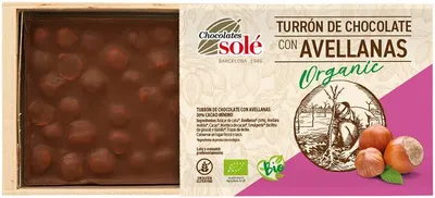 Turron de ciocolată bio cu alune de pădure, 200 g, Chocolates Solé