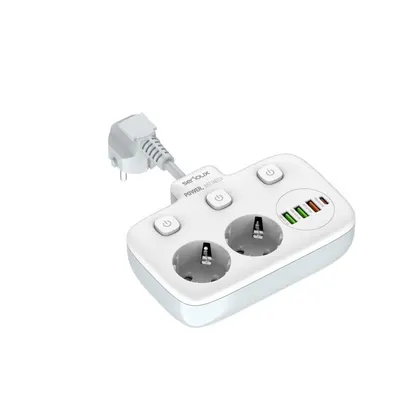 Prelungitor tip priza cu protectie Serioux Quick Charge 3.0, parametri nominali: 2500W-10A(Max) 250V, Intrare: AC100-250V 10A 5
