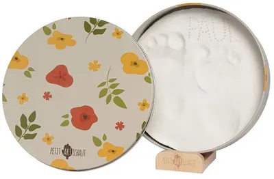 Cutie rotundă metalică pentru amprenta bebelușului cu suport Petit Artichaut - Little Prairie