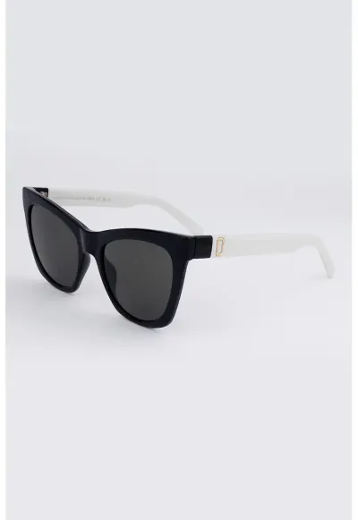 Ochelari de soare cat-eye cu lentile in degrade - Alb/Negru