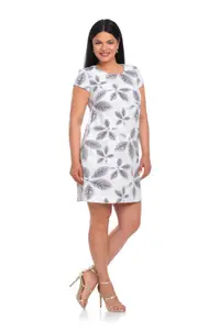 Rochie cu buzunare CV22053 gri frunze, Cesy | marimea M
