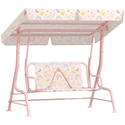 AIYAPLAY Leagăn pentru Copii cu Copertină Reglabilă și Centură de Siguranță, 120x112x75 cm, Roz | Aosom Romania