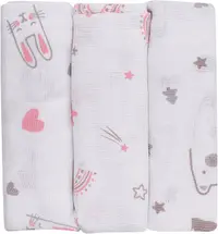 Scutec de muselină Freeon -Pentru o fată, 80 х 80 cm, 3 bucăți