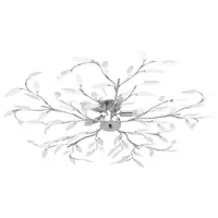 Gossi lustra cu brate tip frunze cristal acrilic alb 5 becuri e14