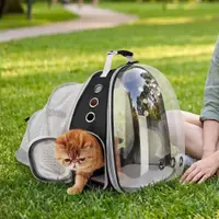 Rucsac transport animale de companie Jumi, cu ventilație completă și fereastră transparentă, fund rigid, culoare gri-negru