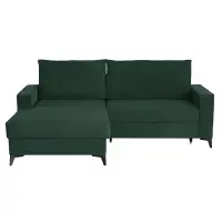 Coltar extensibil FREDERIC, cu arcuri si lada depozitare, colt stanga, verde, 235x160x95 cm