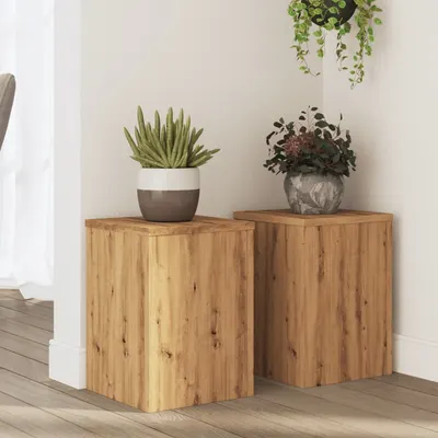 Gossi suporturi de plante, 2 buc., stejar artizanal, 25x25x35cm, lemn